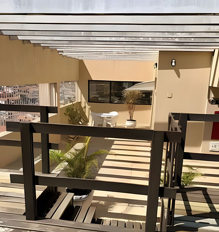 Apto para CASAL, varanda, garagem, piscina e sauna